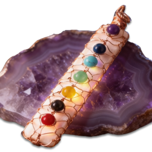 Selenite Crystal with the Seven Chakras.
